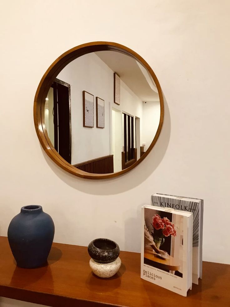 Gương Tròn Khung Gỗ Viền Sâu Cao Cấp LUMINA