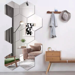 gương dán tường acrylic 3d hình lục giác lumina decor