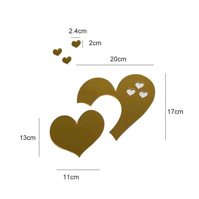 gương dán tường tự dính hình trái tim 3d lumina decor