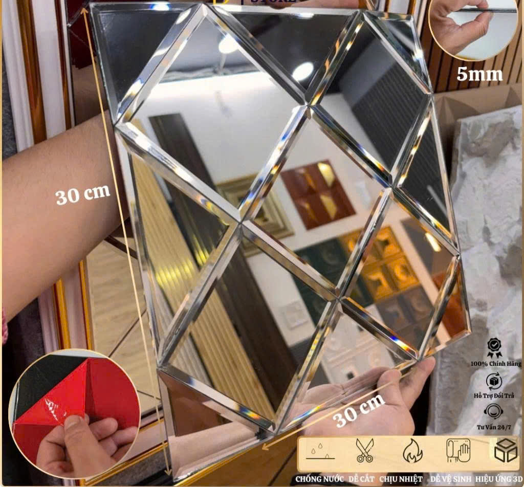 gương dán tường tự dính cao cấp lumina