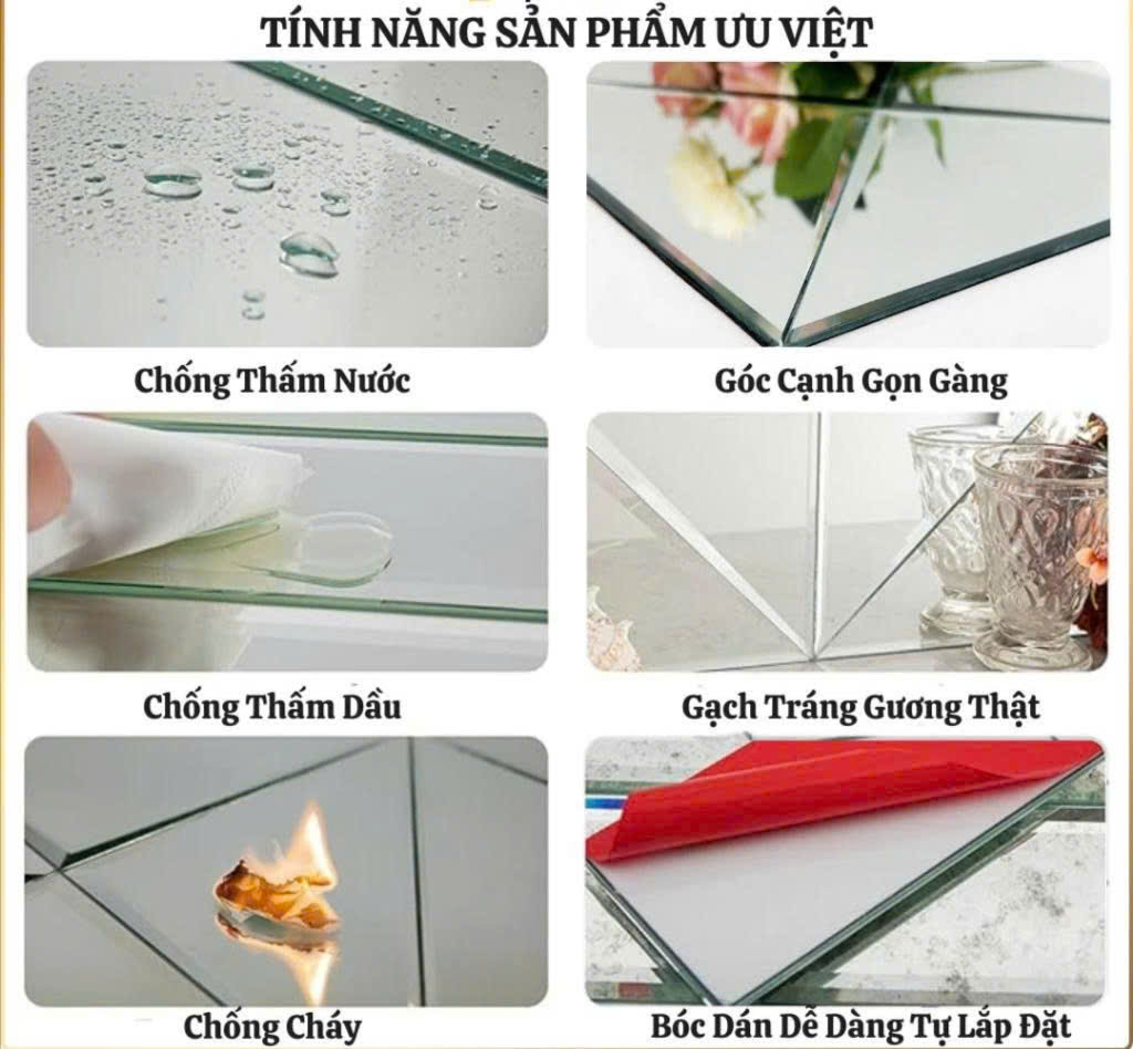 gương dán tường tự dính cao cấp lumina