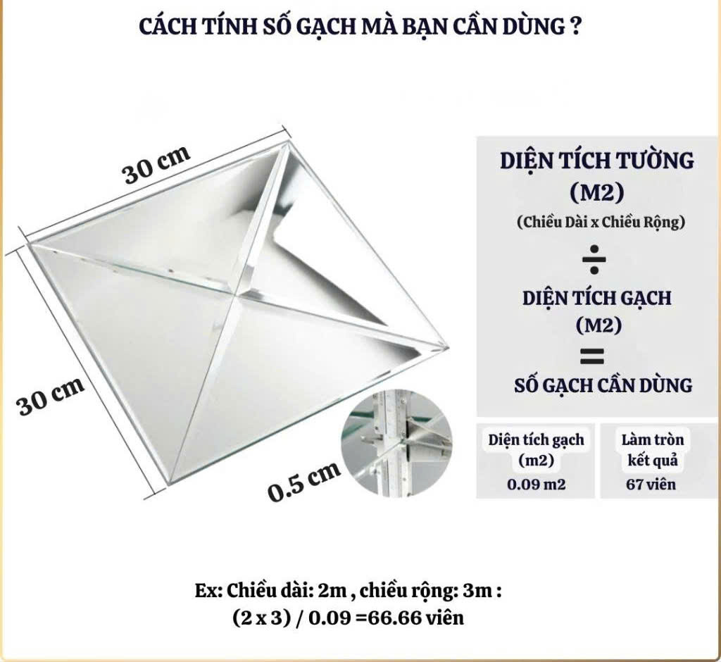gương dán tường tự dính cao cấp lumina