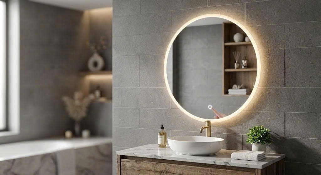 Gương tròn đèn LED cảm ứng treo tường LUMINA